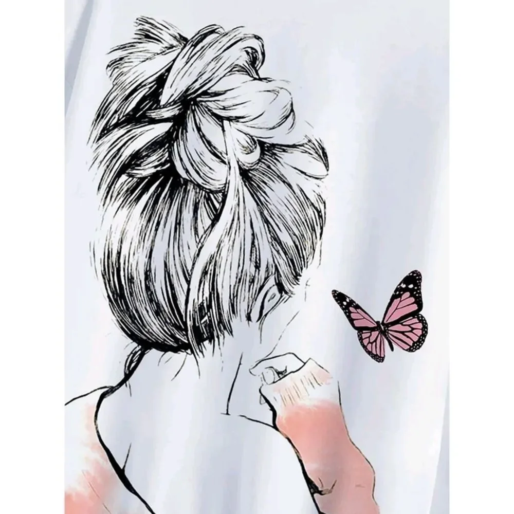 Messy Bun Black & White Graphic Sweatshirt - Picture 3 of 6